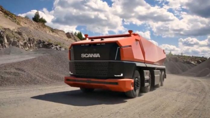 Scania apresenta caminhão autônomo sem cabine para trabalhos pesados