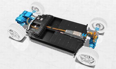 A plataforma com baterias e dois motores elétricos