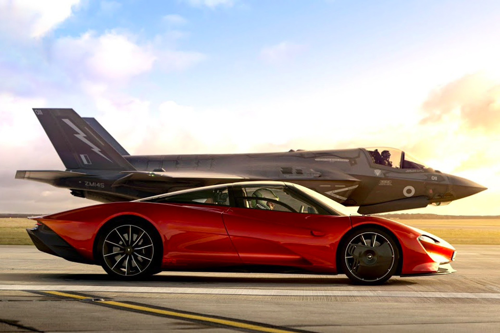 McLaren Speedtail versus F-35, quem vence esta competição do Top Gear?