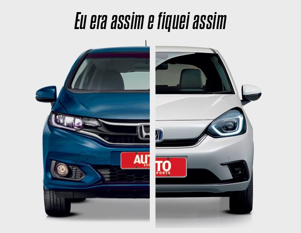 Honda FIt (quarta geração) - Os faróis agora têm luzes de LED em destaque. O ponto que mais mudou talvez seja a grade, que ficou mais fechada na versão híbrida e sem aquela barra cromada (Foto: Divulgação)