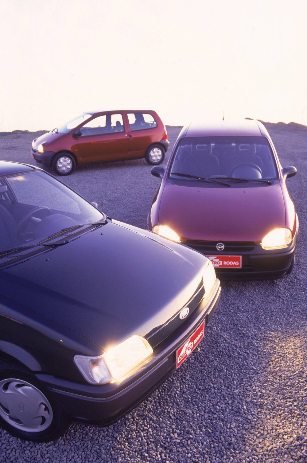 Teste comparativo entre o Fiesta 1.3, Corsa 1.4 e Twingo 1.2.