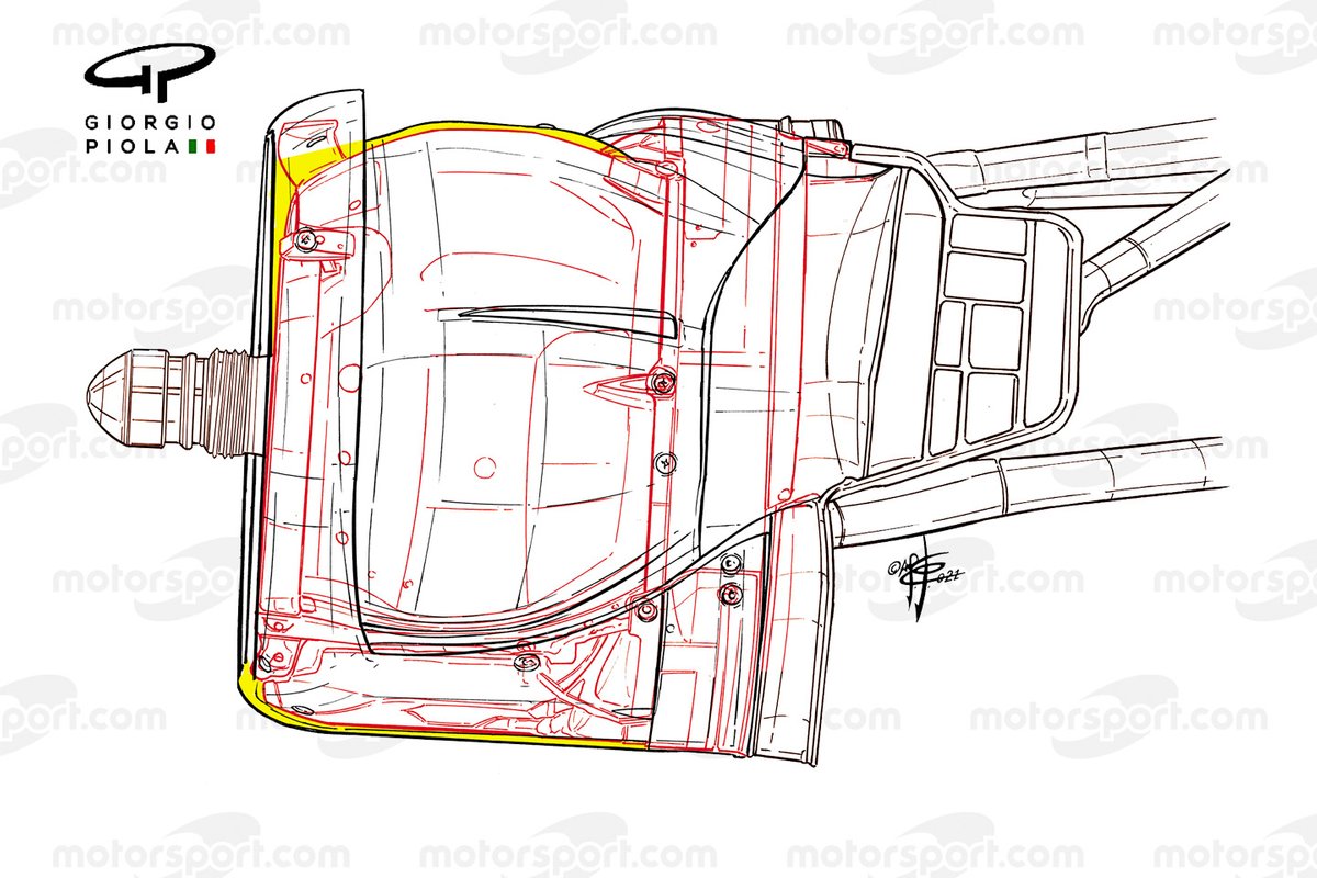 Ferrari SF21, dettaglio del cestello anteriore