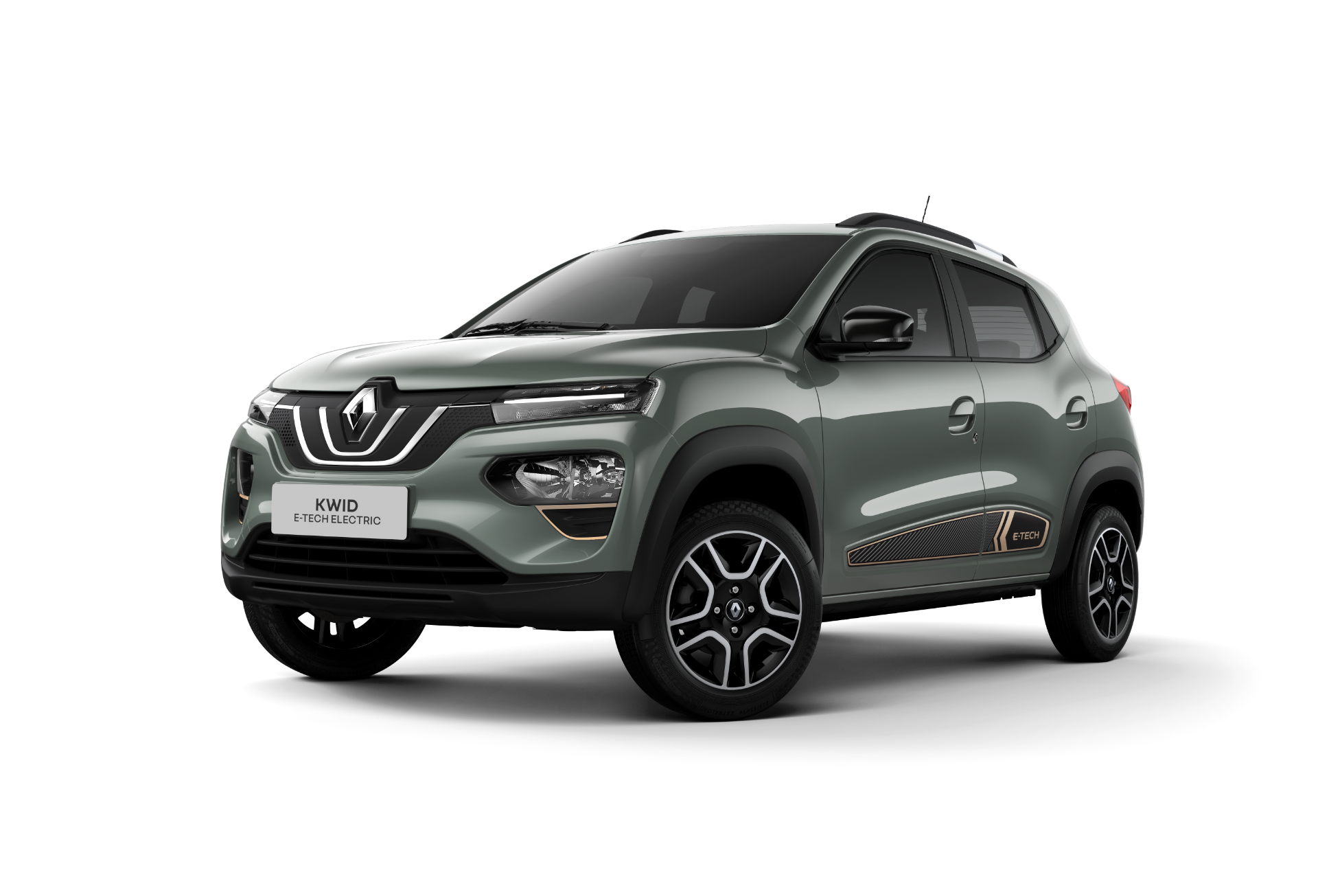 renault kwid e tech verde frente parado