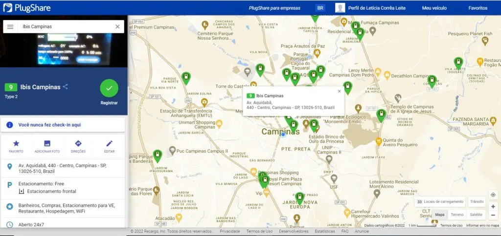 Detalhes do posto de carregamento mais próximo à minha localização
imagem: plugshare/letícia leite